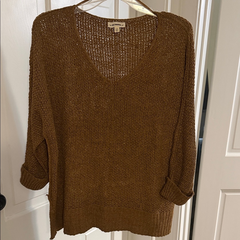 Leith V-Neck Sweater in Rich Brown